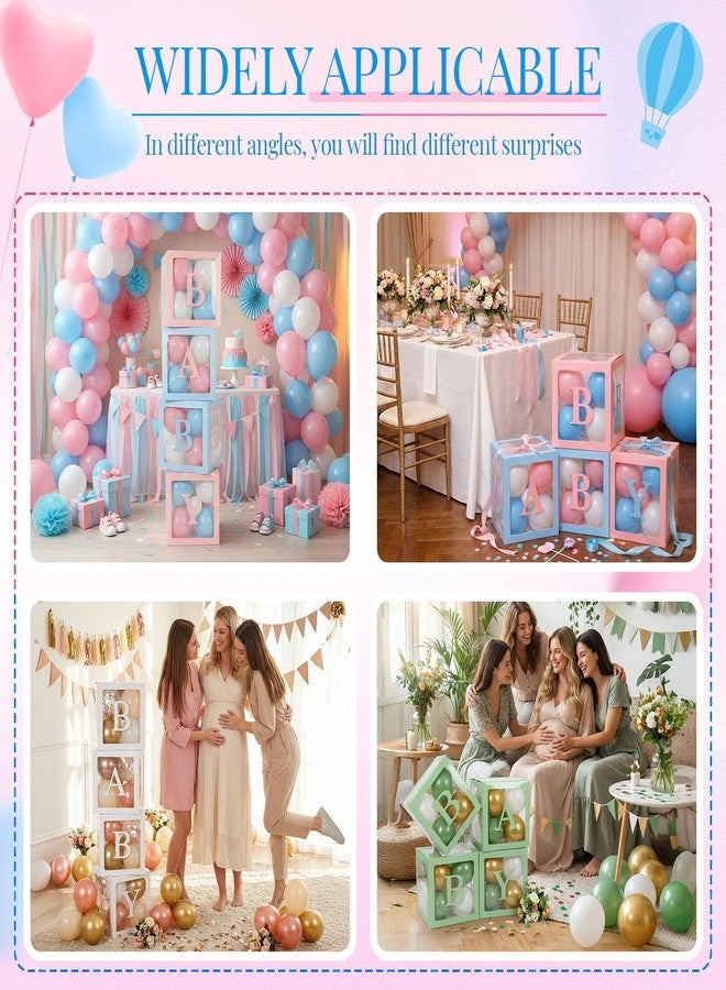 Seenelling 4 Pcs Balloon Boxes with Letters, Transparent Clear Balloon Boxes Gender Reveal Blocks Backdrop Decorations for Gender Reveal Party Favors Decor (White) - Image 5